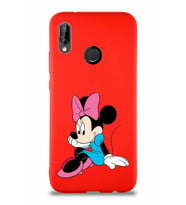 Huawei P20 Lite Soft Premier Kapak Minnie Mouse-E Tasarımlı Silikon Kılıf - Kırmızı (Şeffaf)