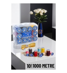 Turk 10 Renk 1000 Mt Kutulu Mezuralı Dikiş İpliği Seti