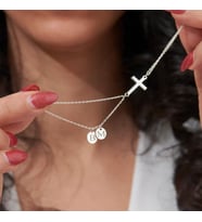 Kişiye Özel 925 Ayar Gümüş Haç Model Çift Harf Bileklik