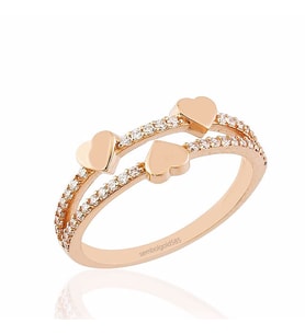 Kalp Rose Altın Yüzük 14K Gold (Çok Renkli)