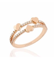 Kalp Rose Altın Yüzük 14K Gold (Çok Renkli)
