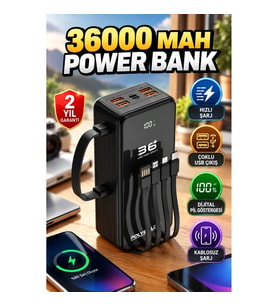 Kablosuz Şarjlı Powerbank – Hızlı Şarj, USB Çıkış ve Dijital Pil Göstergesi