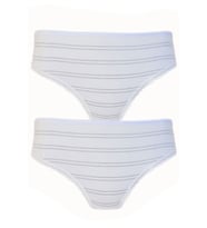 2li Kadın Sim Çizgili Bikini Yüksek Bel İnce Lastik Ekonomik (Beyaz)