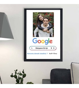 Sevgiliye Özel Google Arama Çubuğu Tasarımlı Çerçeve – İsimli ve Fotoğraflı Yaratıcı Hediye