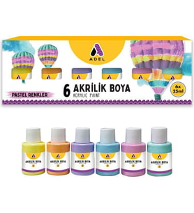 Adel Akrilik Boya Pastel Renkler 6 Renk x 25 ml 