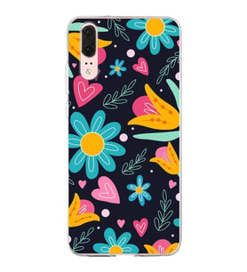 PrintiFy Huawei P20 ile Uyumlu 1mm Slim Fit Retro Renkler 1 Baskılı Şeffaf  Kılıf