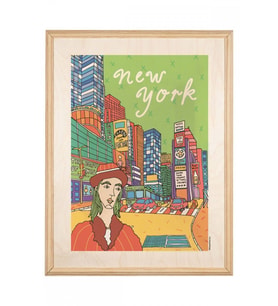 İkigai New York Kadın Ahşap Tablo