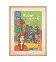 İkigai New York Kadın Ahşap Tablo