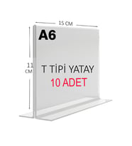 HEROGLAS(10ADET) A6 T Tipinde Yatay Masa Üstü Şeffaf Pleksi / Föylük-Fiyatlık-Menü-Broşürlük