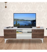 İKİ KAPAKLI TV SEHPASI TV ÜNİTESİ (Beyaz - Ceviz)