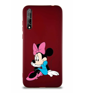 Huawei P Smart S Soft Premier Kapak Minnie Mouse-E Tasarımlı Silikon Kılıf - Mürdüm (Şeffaf)
