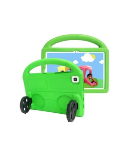 Lenovo M10 Plus TB-X606F Uyumlu Zore Wheel Car Tekerlek Standlı Tablet Eva Silikon Kılıf (Açık Yeşil)