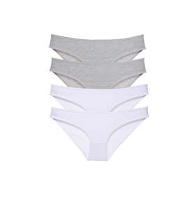 Mulvxbrf Brf02 4 Adet Süper Eko Set Likralı Kadın Slip Külot Gri Beyaz (Mulvix)