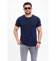 Wenic Erkek Basic Tişört Bisiklet Yaka Kısa Kol Günlük Yazlık Slim fit T-Shirt - Lacivert