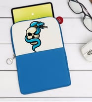 BK Gift Kurukafa Tasarımlı Taşınabilir Koruyucu Tablet Kılıfı & Organizer Çanta - Mavi-8