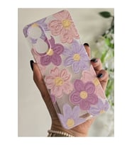 Realme C55 Uyumlu Pastel Renkli Çiçekler Desenli Şeffaf Telefon Kılıfı