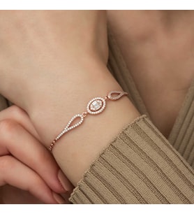 Gümüş Rose Oval Baget Bileklik