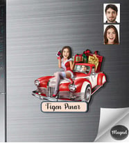 Kişiye Özel Yılbaşı Sevgili Ahşap Magnet -4