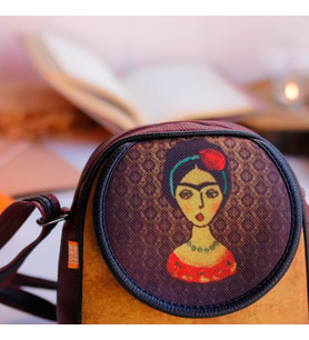 Frida Kahlo Figürlü Küçük Postacı Omuz Çantası Etnik Bohem Style - Bordo