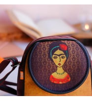 Frida Kahlo Figürlü Küçük Postacı Omuz Çantası Etnik Bohem Style - Bordo