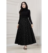 Puantiyeli Maxi Etek-SİYAH