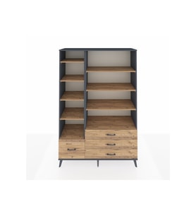 Hyperion Gardrop 9 Raflı 4 Çekmeceli  132x44x195 Antrasit-Çam