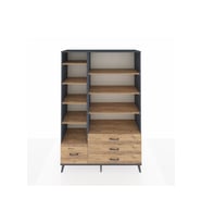 Hyperion Gardrop 9 Raflı 4 Çekmeceli  132x44x195 Antrasit-Çam
