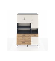 Hyperion Dolap 9 Raflı 4 Çekmeceli 4 Kapaklı 132x44x195 Antrasit-Aytaşı/Çam