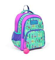 Coral High Kids Su Yeşili Açık Pembe Monogram Desenli Üç Bölmeli Okul Sırt Çantası 14410