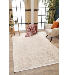 Krem Halı Bej Tonlarında Modern Geometrik Desenli Kaymaz Taban Salon Halısı Koridor İçin
