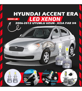 Hyundai Accent Era 2006-2012 Uzun-Kısa Far Uyumlu Şimşek Etkili Led Xenon Performance Series H4