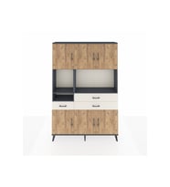 Arges Dolap 9 Raflı 3 Çekmeceli 6 Kapaklı 132x30x195 Antrasit-Çam/Aytaşı