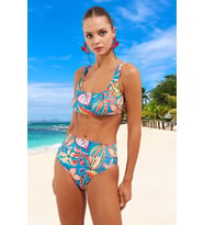 Yeni Dokulu Bralette Yüksek Bel Slip Siyah Bralet Yüksek Bel High Leg Regular Bikini Takımı