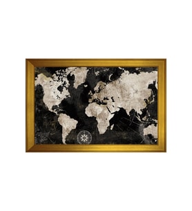 Harita Temalı Kanvas Tablo 80 x 110 cm Gold Çerçeve