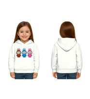 Unisex Baskılı Çocuk Swaetshirt Labubu Baskılı Kapüşonlu 3 İplik Şardonlu (Beyaz)