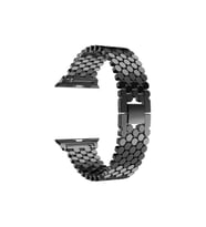Apple Watch Ultra 49mm Uyumlu Kordon Metal Bal Peteği Şık Tasarım KRD-30 Kayış (Siyah)
