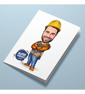 Kişiye Özel Ustabaşı Erkek Karikatürlü Tebrik Kartı
