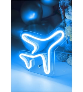 Çocuk Odası İçin Neon Led Uçak Şekilli Masaüstü Aydınlatma 16x16 cm (Krem)