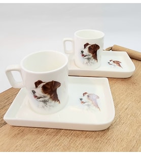 Köpek desenli kahve fincanı 2'li takım