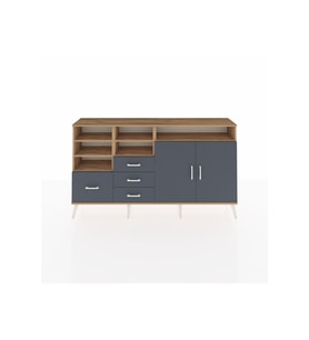 Arges Konsol 7 Raflı 4 Çekmeceli 2 Kapaklı 176x30x99 Çam-Antrasit