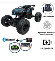 Uzaktan Kumandalı Bluetooth Telefon Kontrollü Jeep Araba Drift Şarjlı Rock Crawler 19 cm Off-Road (Mavi)