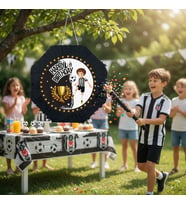 Pinyata Siyah Beyaz Sopalı 42 cm Doğum Günü Parti Oyunu Seti