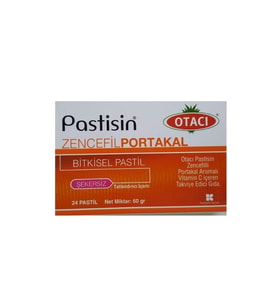 Pastisin Zencefilli Portakal Aromalı Vitamin C İçeren Şekersiz Takviye Edici Gıda 24 Pastil