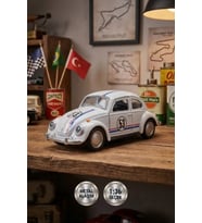 1:36 Ölçek Metal Vosvos Çek Bırak Araba Kapıları Açılan Oyuncak 1967 Volkswagen Beetle - Beyaz