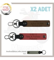 Biker Stiline Özel, İsim Plaka ve 0 Rh (-) Kan Grubu Yazılı Motor x2 Anahtarlık, Nar Çiçeği-Kahve-Gr (Çok Renkli)