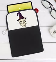 BK Gift Kurukafa Tasarımlı Taşınabilir Koruyucu Tablet Kılıfı & Organizer Çanta - Siyah-4