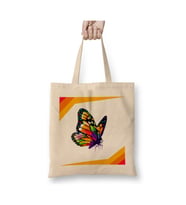 Colorful Butterflies in Pop Art Kelebek Beyaz Bez Çanta Uzun Saplı Alışveriş Çantası Plaj Çantası