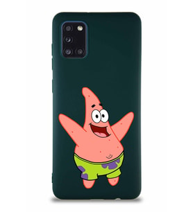 Samsung Galaxy A31 Soft Premier Kapak Patrick Yıldız Tasarımlı Silikon Kılıf - Yeşil (Şeffaf)
