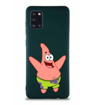 Samsung Galaxy A31 Soft Premier Kapak Patrick Yıldız Tasarımlı Silikon Kılıf - Yeşil (Şeffaf)