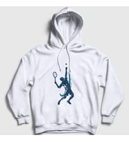 Presmono Unisex Beyaz Serve Servis Spor Tennis Tenis Kapüşonlu Sweatshirt 339150tt